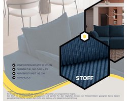 Hoekbank met Slaapfunctie en Bedlade 3-Zits – Luxe L-vorm Slaapbank met Opbergruimte – Moderne Sofa in Cord Poso 05 Cobalt Blauw – Omkeerbare Chaise Longue – Comfortabele Bankbed voor Woonkamer – Novihome