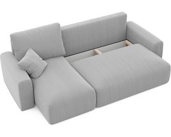 Hoekbank met slaapfunctie en opbergruimte L-vorm 244 x 98 x 83 cm – slaapbank met bedlade, T30 schuim & golvende veren, ribfluweel, Scandinavisch design – Laura