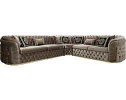 Hoekbank Milano  - 5 zits - Sehzade HQ velvet Taupe