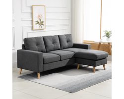 Hoekbank - Moderne stoffen - L-vorm - Grijze