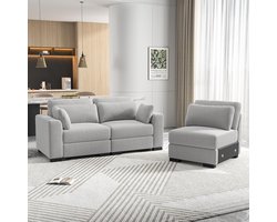 Hoekbank Modulair - Zitbank Comfort - Woonkamer Ontspanning - Opberg Ottomaan - 88 x 74 x 85cm - Grijs
