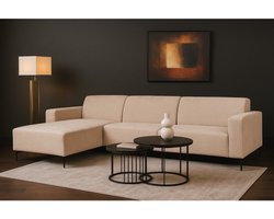Hoekbank Nolan met Chaise Longue Links – Cremona Stof - Natural - 275x150x84 cm