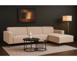 Hoekbank Nolan met Chaise Longue Rechts – Cremona Stof - Natural - 275x150x84 cm