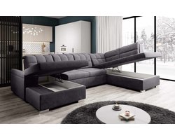 hoekbank olivia u links- hoeksalon met bed en dubbele opbergruimte- hoekzetel waterafstotende stof wooneiland