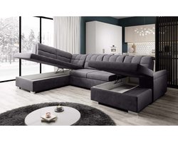 Hoekbank Olivia U Rechts - Hoeksalon met bed en dubbele opbergruimte - hoekzetel waterafstotende stof wooneiland