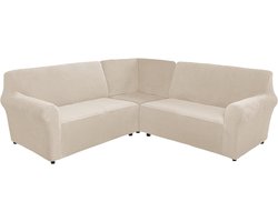 Hoekbank Overtrek L-Vorm Set van 3 - Hoge Stretch Fluweel - Beschermhoes Salontafel Meubels