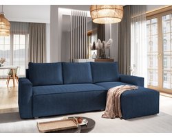 HOEKBANK POTARO Blauw Cordstof met slaapfunctie