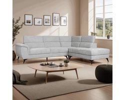 Hoekbank Rechts Grijs Stof - 290x95x90cm - Zitdiepte 55cm - Giga Meubel