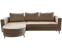 Hoekbank rond design Nox 250cm bank met ronding zand chenille bankstel rechts loungebank hoeksalon zetel
