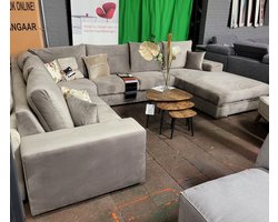 Hoekbank Rosa U vorm - Beige taupe Matt velvet - Hoeksalon Wooneiland lounge Rechts