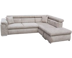 hoekbank salo- beige taupe - lounge rechts- met slaapfunctie - hoeksalon met bed en opbergruimte