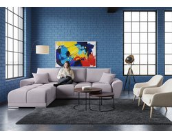 Hoekbank Slaapbank 289x189 cm Fluweel Paars – Luxe L-vorm met Opbergruimte & Uittrekbaar Bed – Moderne Velours Hoekbank met Kussens – Bedfunctie – 3-Zits – CollFeel Foam – Medahomestore