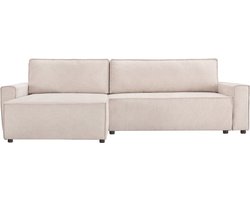Hoekbank slaapbank getextureerd textiel bank "Montaigne" - 4 zits - Beige - lichtbruin