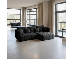 Hoekbank Slaapbank met Slaapfunctie en Opbergruimte GONA DL-systeem 246 x 188 x 93 cm – Gastenbed 230 x 149 cm – Monolith Velvet Grafiet Waterafstotend – HomebyNicole