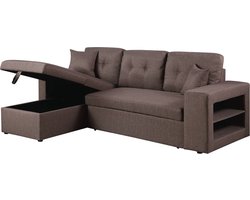 Hoekbank slaapbank meubel links of rechts bank "Axel" - 3 zits - Taupe - grijs bruin