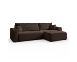 Hoekbank Sofia L-vormige, 277 x 143 cm met Slaapfunctie en Opbergbak, Bank, Corduroy, Slaapbank, Universele Bank, Bruin