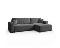 Hoekbank Sofia L-vormige, 277 x 143 cm met Slaapfunctie en Opbergbak, Bank, Corduroy, Slaapbank, Universele Bank, Donkergrijs