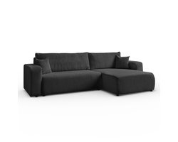 Hoekbank Sofia L-vormige, 277 x 143 cm met Slaapfunctie en Opbergbak, Bank, Corduroy, Slaapbank, Universele Bank, Grafiet