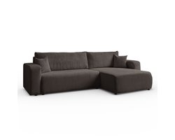 Hoekbank Sofia L-vormige, 277 x 143 cm met Slaapfunctie en Opbergbak, Bank, Corduroy, Slaapbank, Universele Bank, Lichtbruin