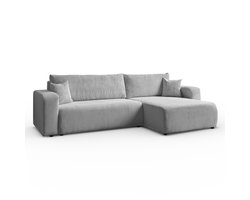 Hoekbank Sofia L-vormige, 277 x 143 cm met Slaapfunctie en Opbergbak, Bank, Corduroy, Slaapbank, Universele Bank, Lichtgrijs