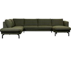 Hoekbank Spengen - Bouclé Stof Alpine - Forest / Groen - 335x84x220 cm (BxHxD) - Divan Links / Chaise Rechts
