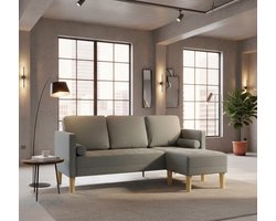 Hoekbank stof lichtgrijs 173x131x67 cm – Industrialhome Oslo Luxe Loungebank – Moderne 2-zits sofa met chaise longue – Comfortabel, duurzaam en stijlvol – Perfect voor woonkamer, chillruimte of studio