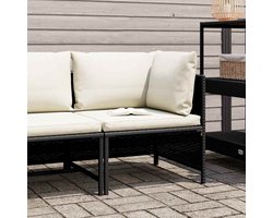 Hoekbank | tuinbank | Tuinbankje | Buitenbank sectioneel met kussens poly rattan zwart