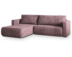 HOEKBANK TURIN Lila Cordstof met slaapfunctie