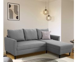 Hoekbank Tweety rechts - 192x137x82cm - grijze stof