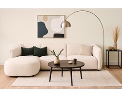 Hoekbank Valerie Bouclé met Chaise Longue Links 279x150 cm – Beige - Japandi