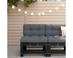 Hoekbank voor de tuin - Loungen buiten - Ontspannen in de buitenlucht - Massief houten uitvoering - 61 cm - Zwart