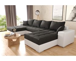 hoekbank wooneiland best- white and black- hoeksalon met opbergruimte en bedfunctie- zetelsenbedden.be