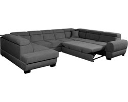 hoekbank wooneiland calipso links- met vuilafstotend velvet zwart- hoeksalon met bedfunctie en opbergruimte- xxl zitbank 8 persoons-