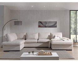 Hoekbank wooneiland Santiago - Beige Waterafstotend stof - Luxueus Landelijk Hoeksalon - Wooneiland afneembare hoezen