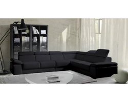 Hoekbank xl Karola - zwart afkuisbaar microvezelstof - hoeksalon 6zit