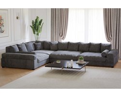 hoekbank xxl big sofa fatguy- corduroy rib donkergrijs- hoekbanken en hoeksalon bij zetelsenbedden - American Bigsofa