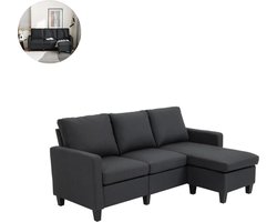 Hoekbank - Zetel - Zitbank - Hoekbanken - Woonkamer - Links - Stoffen - Donkergrijs