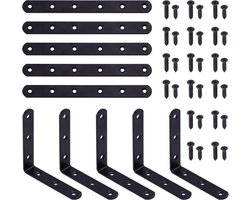 Hoekbeugel Set - Bevestigingsbeugels - Meubelreparatie - Inclusief Schroeven - Diverse Maten - Zwart