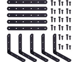 Hoekbeugel Set - Bevestigingsbeugels - Meubelreparatie - Inclusief Schroeven - Diverse Maten - Zwart