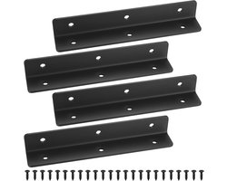Hoekbeugels voor verhoogd tuinbed - Zwart metalen L-beugels voor meubels en tuinprojecten - Afmetingen 190 x 30 x 30 mm
