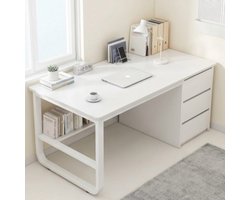 Hoekbureau 100x48x75 cm met Boekenkast en Laden – Compact Computerbureau met Opbergruimte, Modern Werkbureau voor Homeoffice en Slaapkamer – Urbanhome
