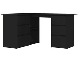 Hoekbureau | Computerbureau | Tafel 145x100x76 cm bewerkt hout zwart