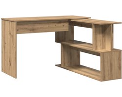 Hoekbureau | Computerbureau | Tafel 200,5x50x76 cm bewerkt hout artisanaal eikenkleur