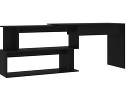 Hoekbureau | Computerbureau | Tafel 200x50x76 cm bewerkt hout zwart