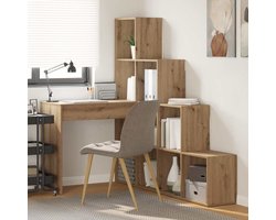 Hoekbureau | Computerbureau | Tafel artisanaal eikenkleurig 101,5 x 149,5 x 149,5 cm