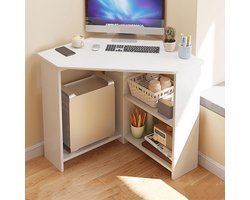 Hoekbureau - Driehoek bureau - Thuiskantoor inrichten - Ruimtebesparend hoekontwerp - 67x67x74cm - Wit