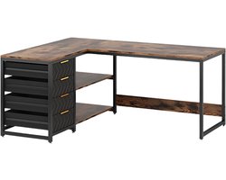 Hoekbureau Dublin - Computerbureau - 150cm - Bruin - Voor thuis of werk - Hout en metaal