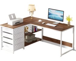 Hoekbureau Dublin - Computerbureau - 150cm - Wit - Voor thuis of werk - Hout en metaal