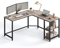 Hoekbureau - Groot bureau - Computerbureau - Industrieel grijs - Hout Metaal Lvormig - 135x135