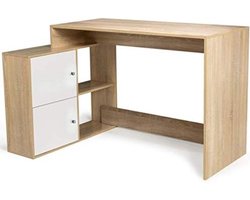 Hoekbureau in L-vorm, BOB, beuken, witte deuren